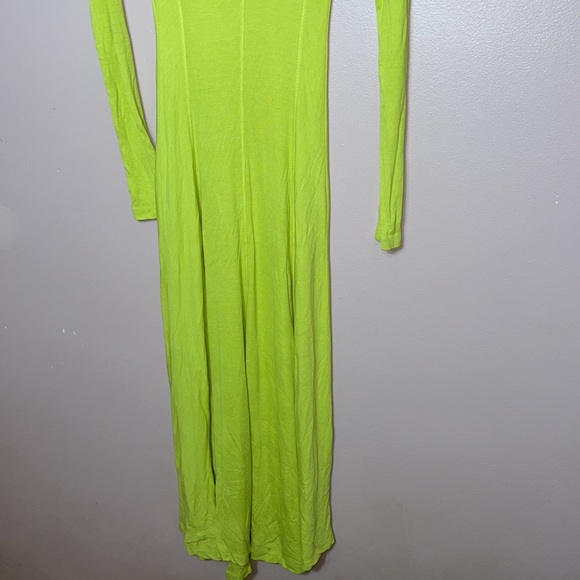 Rare Enza Costa Silk Paneled Flare Dress in Acid Lime - Picture 5 of 9